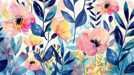 Poster - A vibrant painting of flowers on a wall. Suitable for interior design projects