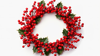 Wall Mural - Christmas wreath border set apart on a background of only white