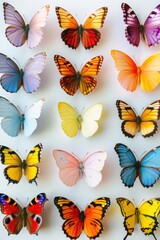 Poster - Colorful butterflies on a white background, perfect for nature-themed designs