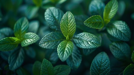 Canvas Print - Green leaves in the garden. Green leaves plants can be used as a background for an ecology or greenery wallpaper.