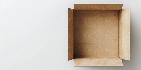 Poster - An open cardboard box on a white surface, suitable for various concepts