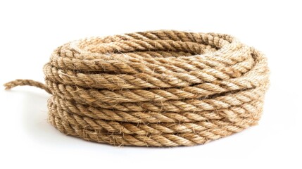 Poster - A coil of rope on a white surface, suitable for various projects