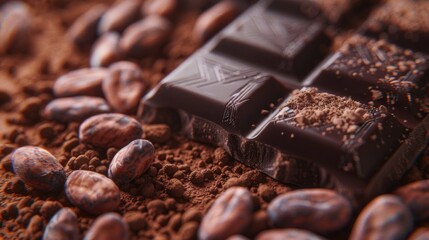 Sticker - A piece of chocolate on top of cocoa beans. Ideal for food and dessert concepts