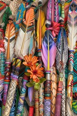Leinwandbilder - A collection of vibrant umbrellas with unique feather decorations. Perfect for adding a pop of color to any project
