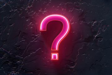 Poster - a neon, glowing pink question mark, black background