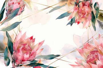 Poster - A painting of pink flowers on a white background. Perfect for floral designs