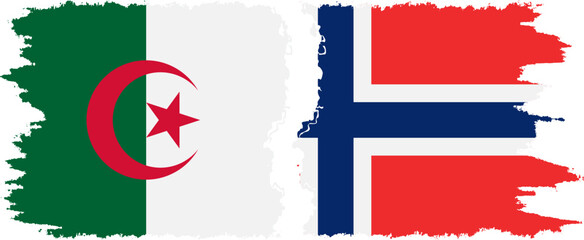 Norway and Algeria grunge flags connection vector