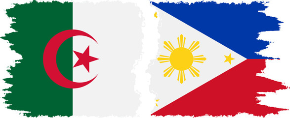 Philippines and Algeria grunge flags connection vector