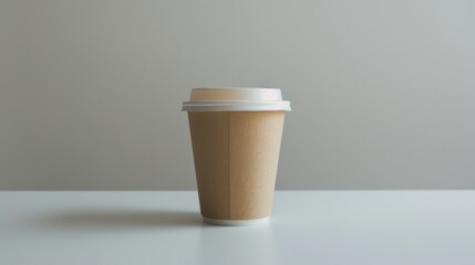 Poster - A simple coffee cup on a table, suitable for various concepts