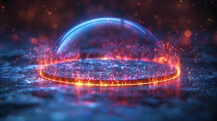 Aufkleber - This concept shows a force shield from air flow, with the dome barrier protecting against emissions or dust.