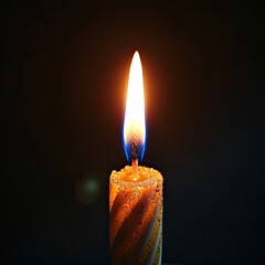 Sticker - A close-up of a birthday candle glowing in the dark, solid color background, 4k, ultra hd