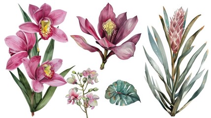 Poster - Bright and vibrant flowers arranged on a clean white surface. Perfect for various design projects