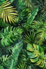 Poster - Detailed close up of green leaves, perfect for nature backgrounds