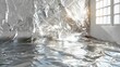 Chic silver foil fringe curtain on white background, 4k, ultra hd