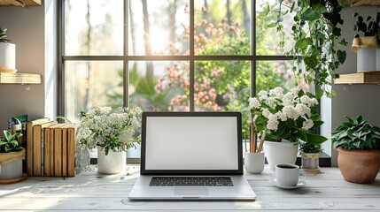 Aufkleber - Background of white with isolated laptop and empty space