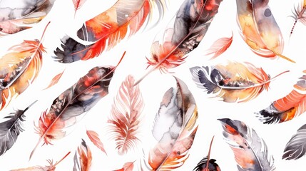 Aufkleber - Vibrant watercolor painting of feathers, perfect for artistic projects