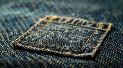 Aufkleber - A detailed view of a pocket in a pair of jeans. Suitable for fashion or casual wear concepts