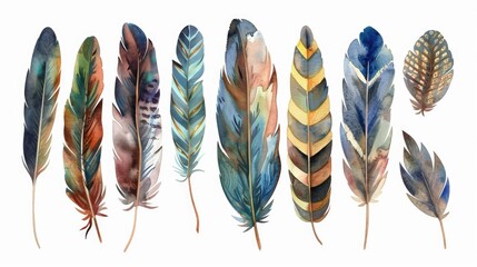 Poster - Vibrant feathers in various hues, perfect for a variety of creative projects