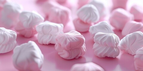 Poster - Sweet marshmallows on a colorful background, perfect for food and dessert concepts