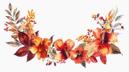 Poster - Beautiful watercolor painting of a wreath of flowers, perfect for various design projects