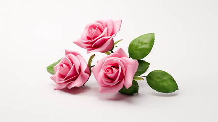 Wall Mural - Roses are isolated on a white background in this Valentine's Day greeting card.