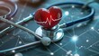 Heart image or heart shape, medical tools and cardiology equipment