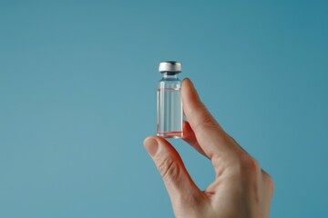 Poster - A person holding a small bottle of water. Suitable for hydration and health concepts