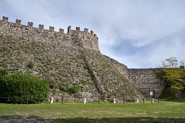 Poster - Stone defensive walls of a medieval castle on Lake Garda