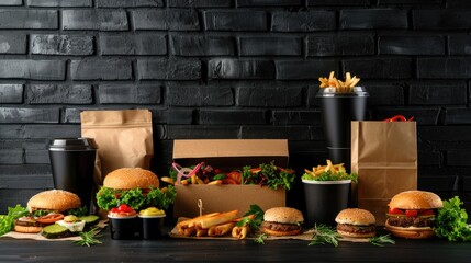 Aufkleber - Various types of food displayed on a table, suitable for food and restaurant concepts
