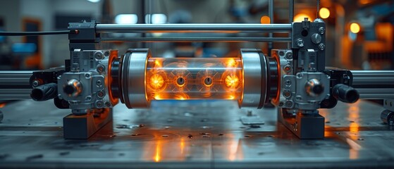Fototapete - An electronic three-dimensional plastic printer is used during work, 3D printing.