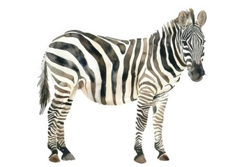 Poster - A beautiful watercolor painting of a zebra on a white background. Perfect for animal lovers and nature enthusiasts