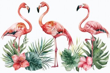 Poster - A group of flamingos standing next to each other. Perfect for nature and wildlife themes