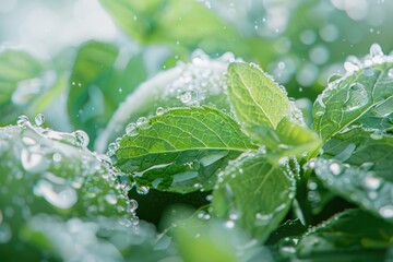 Poster - Close up of a plant with water droplets, suitable for nature or environmental concepts