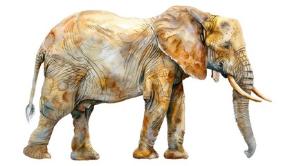 Aufkleber - Realistic watercolor painting of an elephant with tusks. Suitable for wildlife-themed designs