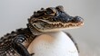 Cayman Crocodile Hatchling Portrait A Glimpse into the Emergence of a Rare Species Generative ai