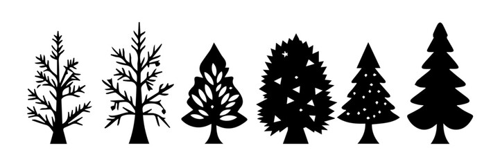 Wall Mural - Set of silhouettes of tree