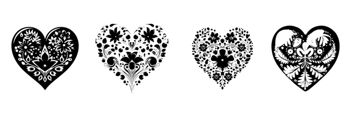 Wall Mural - Black and white silhouette of heart