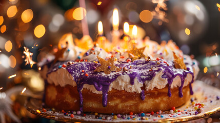 Canvas Print - christmas cake with candles