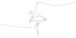 Vector one line art illustration of a Ballerina. Dancing woman in oneline style