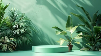 Aufkleber - A green room with a large archway and plants