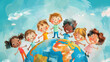 © Svetlana - Illustration. Children all over the world of different nationalities. children protection day