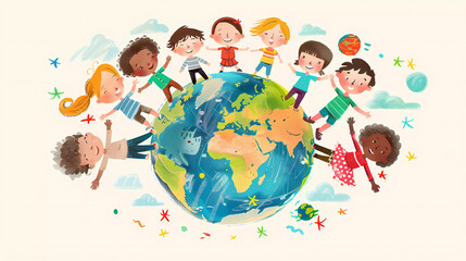 Illustration. Children all over the world of different nationalities. children protection day