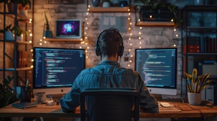 a programmer coding on a standing desk setup for ergonomic comfort and health benefits