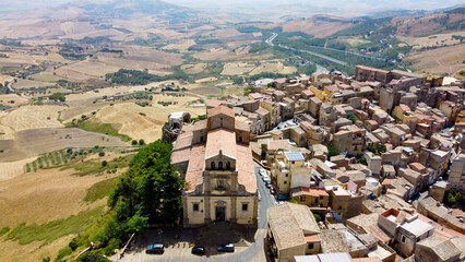 Wall Mural - aerial pictures made with a dji mini 4 pro drone over Calascibetta, Sicily, Italy.