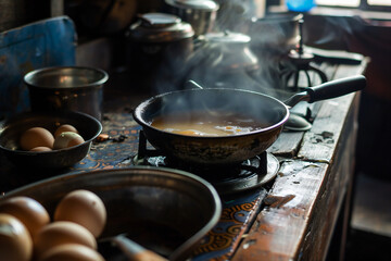 cooking in the kitchen