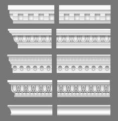 Wall Mural - Set of old classical marble cornices