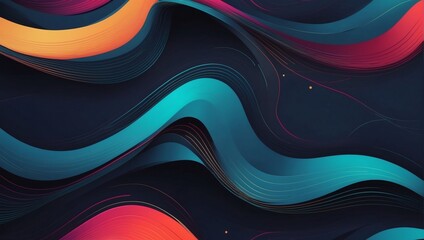 Canvas Print - Sleek abstract colorful minimalistic geometric motif for design with futuristic tech waves. Alter the hues.