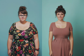 side by side comparison of women before and after weight loss