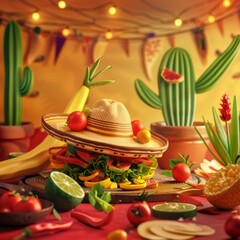 Wall Mural - Festive Table Spread With a Variety of Foods