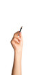 © MM - Hand holding black pencil on empty background